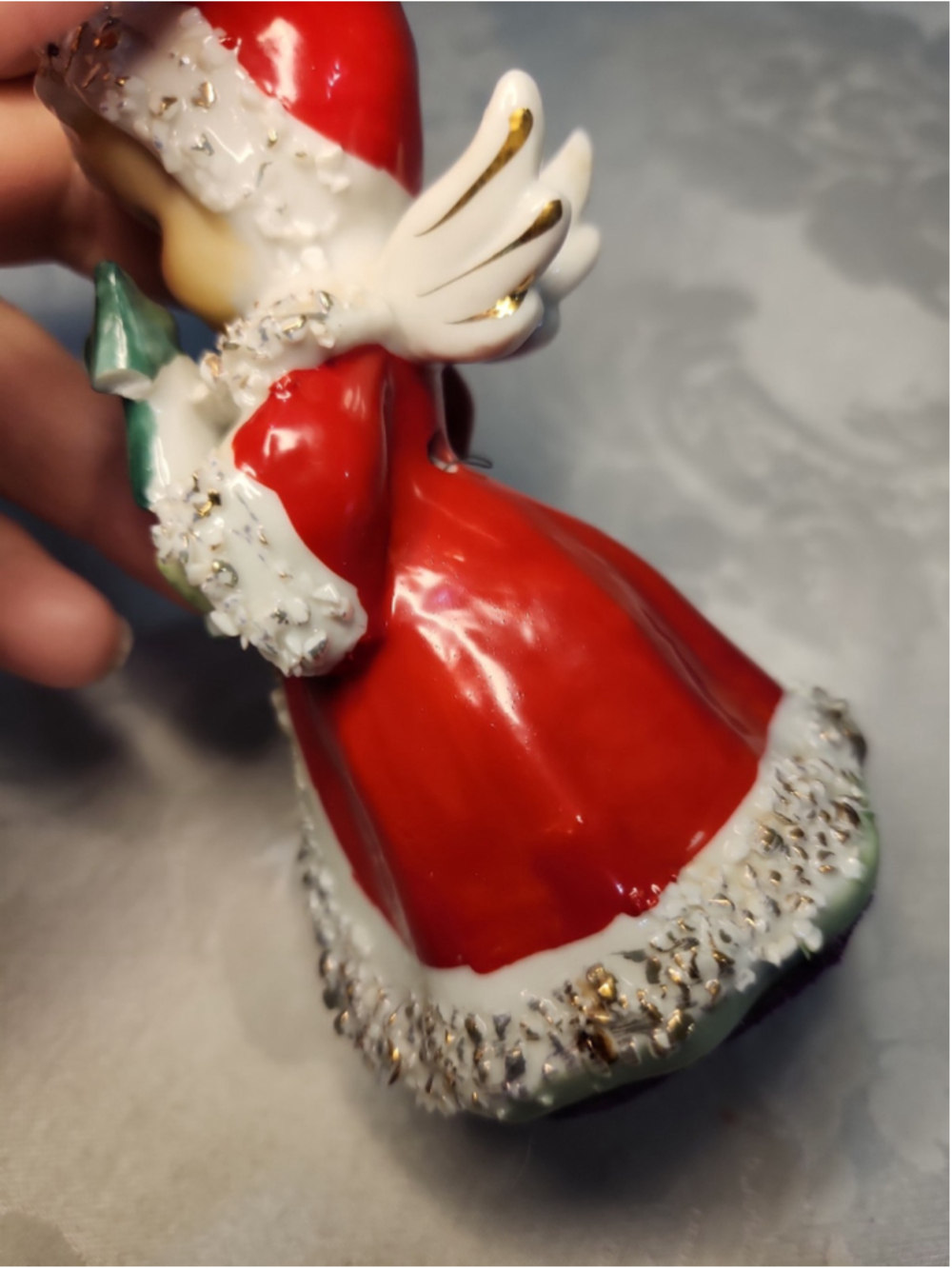 Lefton Exclusive Vintage Angel Bell Porcelain Spaghetti Trim Holding Tree - Picture 6 of 13